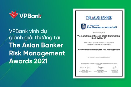 VPBank lần thứ 2 liên tiếp nhận giải thưởng quản trị rủi ro danh giá cấp châu lục