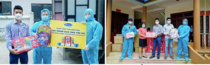 Vinamilk đã liên tiếp thực hiện các chuyến tặng sữa và quà cho các em nhỏ trong các khu cách ly tập trung tại nhiều tỉnh thành “điểm nóng” về dịch.