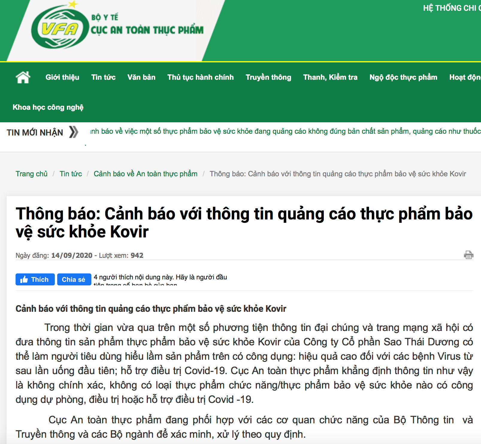 Kovir: Cục ATTP tuýt còi, cục Quản lý y, dược cổ truyền đưa vào danh mục hỗ trợ điều trị Covid-19?