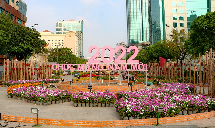 Đường hoa Nguyễn Huệ năm 2022 sẵn sàng trước ngày khai mạc